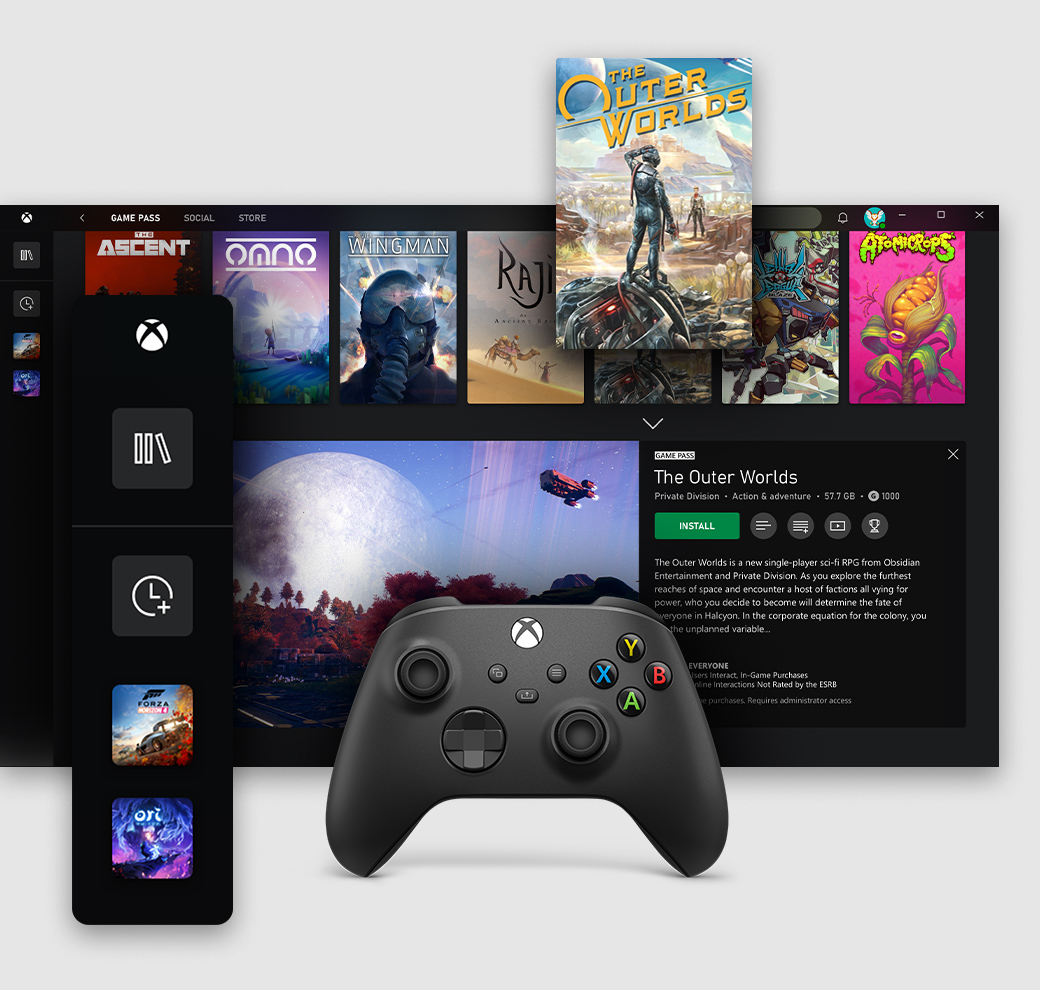 Giao diện người dùng của ứng dụng Xbox cho PC hiển thị tab Game Pass