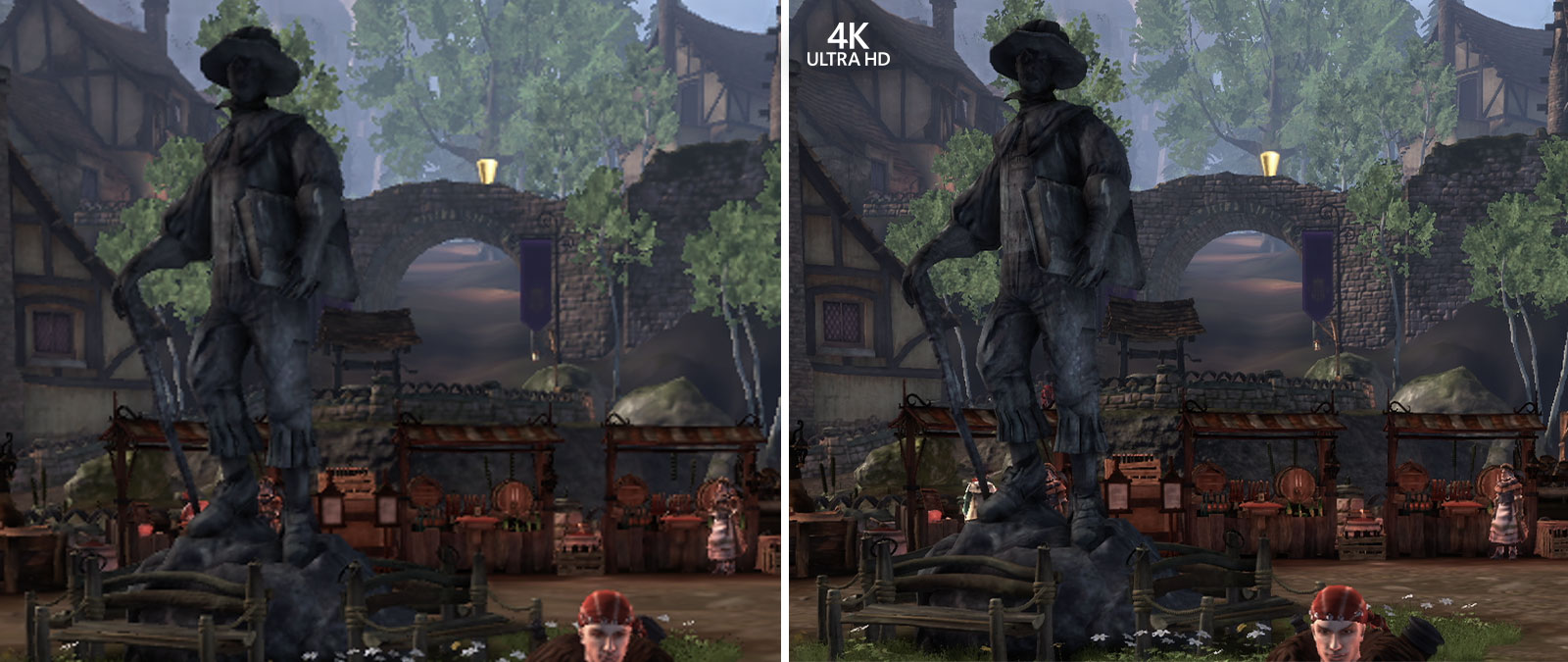 4K Ultra HD, Μεγέθυνση συγκριτικών στιγμιοτύπων οθόνης του Fable Anniversary για την προβολή των λεπτομερειών στο φόντο